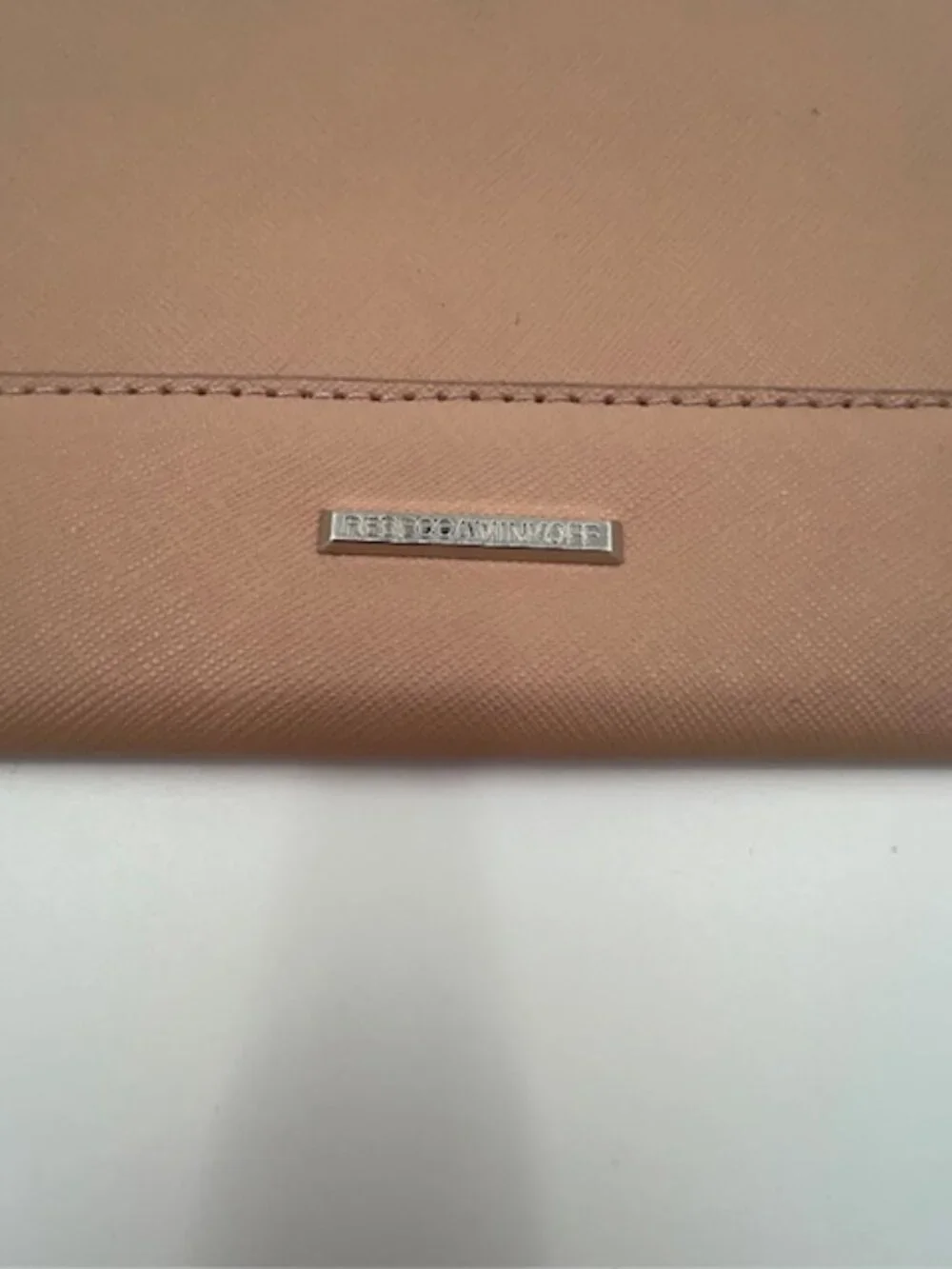 Rebecca Minkoff Leo Envelope Clutch Blush Pink Leather‎ Zipper Trim Handbag EUC